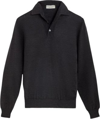 FILIPPO DE LAURENTIIS Merino wol lange mouw polo - Heren - Polos - Grijs - M - Wol - Tops