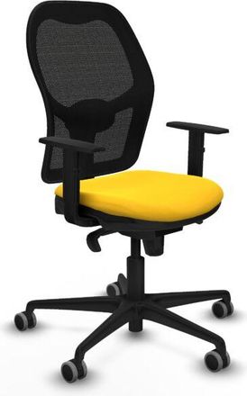 Piqueras y Crespo Piqueras Y Crespo - Jorquera Sincro Malla Negra Similpiel Amarillo Brazos 1d Base Nailon Ruedas 65mm Engomada