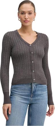 Guess Josie Cardigan - Dames - Vesten - Grijs - S - Polyester - Truien & Vesten