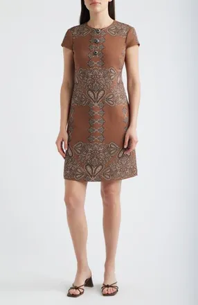 Vince Camuto Paisley Print Shift Dress in Brown Multi at Nordstrom, Size 10