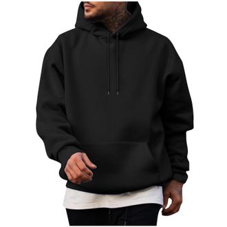 Generic Yolimok Classic Hoodies for Men, Drawstring Hooded Collar Plain Color Mens Hoodies Fleece Sweatshirts with Pocket Ribbed Cuff Long Sleeve Sweatshirts 