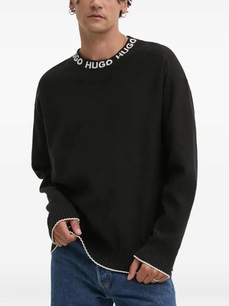 HUGO BOSS logo-trim sweater - men - Cotton - M - Black