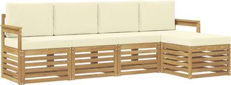 vidaXL Conjunto De Sof&aacute;s De Exterior 5 Uds. Blanco Y Crema Poli&eacute;ster Vidaxl