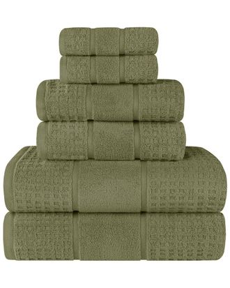 Superior 6Pc Zero Twist Cotton Waffle Honeycomb Plush Soft Absorbent Towel Set
