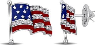 Mimi & Max America 250 Cubic Zirconia Red White and Blue Pin