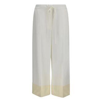 Toteme Satijnen broek met trekkoord - Dames - Broeken - Wit - Maat: XS Satijn