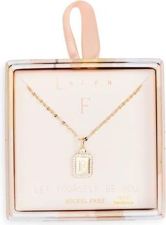 Leith Initial Pendant Necklace in F- Clear- Gold at Nordstrom Rack