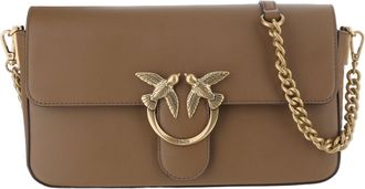 Pinko Brown Leather Logo Cross-Body Bag