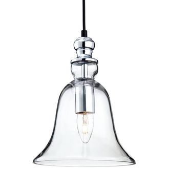 Netlighting Omar 1 Light Dome Ceiling Pendant Chrome Clear Glass E27 in Silver