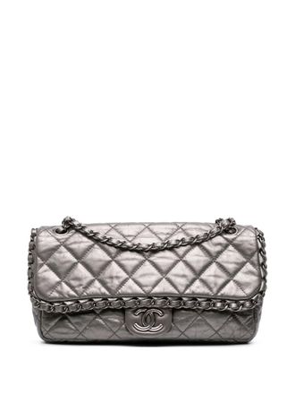 Chanel 2010-2011 Medium Quilted Metallic Aged Calfskin Chain Me Flap shoulder bag - women - Calf Leather/Lamb Skin - One Size - Grey