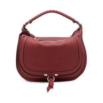Chlo&eacute; Marcie Medium Leren Schoudertas - Dames - Tassen - Rood - Maat: ONE Size Katoen