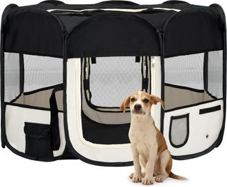 vidaXL Parque De Perros Plegable Y Bolsa Transporte Negro 110x110x58cm Vidaxl