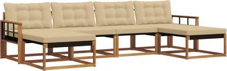 vidaXL Conjunto De Sof&aacute;s De Exterior 6 Uds. Natural Y Beige Vidaxl
