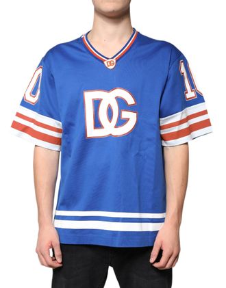 Dolce & Gabbana Logo V-Neck T-Shirt - Blue