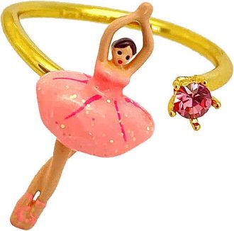 Les N&eacute;r&eacute;ides Pink Mini Ballerina Adjustable Ring