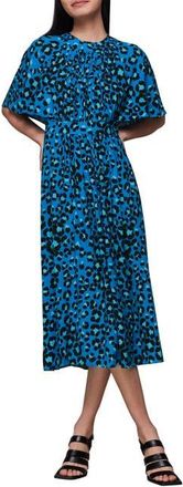 Whistles Painted Leopard Amelia Midi Dress in Blue/multi at Nordstrom, Size 14