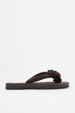 Bimba & Lola Crochet Flower Flip-Flop in Dark Brown at Nordstrom, Size 35