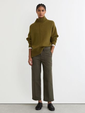Good American Good Khaki Cropped Cargo Trousers, 24