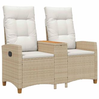 vidaXL Banco Reclinable Con Mesa Beige Y Crema 126 X 65 X 112 Cm Vidaxl