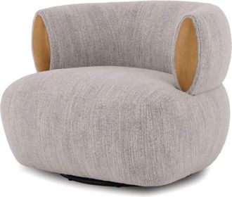 Woodek Sillón giratorio de roble macizo con tela gris