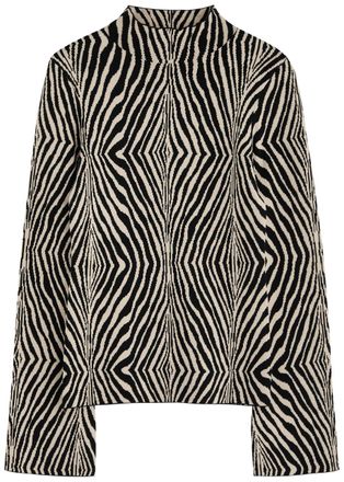 By Malene Birger BY Malene Birger Bernie Zebra-intarsia Stretch-knit Jumper - Brown - M (UK12 / M)