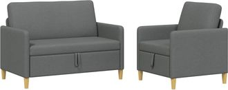 vidaXL Juego De Sof&aacute;s Con Almacenamiento 2 Uds. Gris Oscuro Poli&eacute;ster Vidaxl