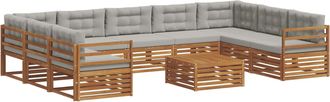 vidaXL Conjunto De Sof&aacute;s De Exterior 10 Uds. Gris Natural Y Claro Vidaxl
