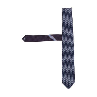 Ferragamo Silk Tie with Patterned Design - male - Ferragamo - Ties - Blue - ONE SIZE - Accessories
