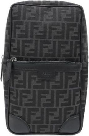 Fendi Pre-owned Cross Body Bags, male, Black, Size: ONE SIZE Pre-owned Canvas Leather Shoulder Bag