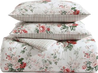 Laura Ashley Ashfield 3-Piece Cotton Comforter & Sham Set in Red/Green at Nordstrom Rack, Size Full/queen