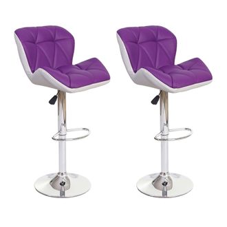 Hhg Hhg - Nunca Usado] Juego De 2 Taburetes De Bar 156, Taburete De Bar Taburete De Mostrador, Altura Ajustable Imitaci&oacute;n Cuero, Morado