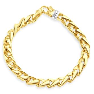 Pompeii3 Mens Twist Designed 14k Gold (55g) or Platinum (89g) 7mm Link Bracelet 8.5