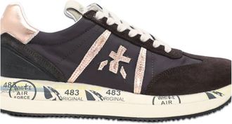 Premiata Brown Metallic Accent Nylon Low-Top Sneakers
