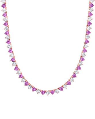 Rina Limor Silver 31.20 ct. tw. Lab-Grown Pink And White Sapphire Necklace