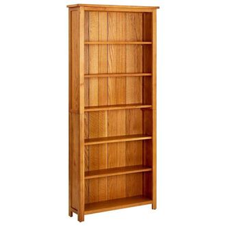 vidaXL 6-Tier Bookcase 31.5x8.9x70.9 Solid Oak Wood, 244470