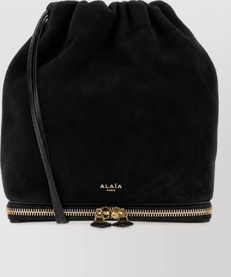 Alaia suede leather bucket bag