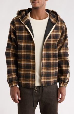 Pleasures Groove Plaid Zip Poncho Hoodie in Brown Plaid at Nordstrom Rack, Size X-Large