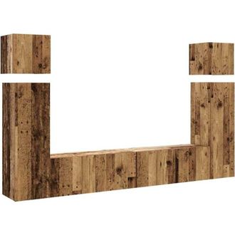 vidaXL Vidaxl - Conjunto De Mueble De Tv 8 Piezas Montado La Pared Madera Vieja