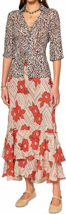 Rixo Maie Skirt In Milos Floral Cream