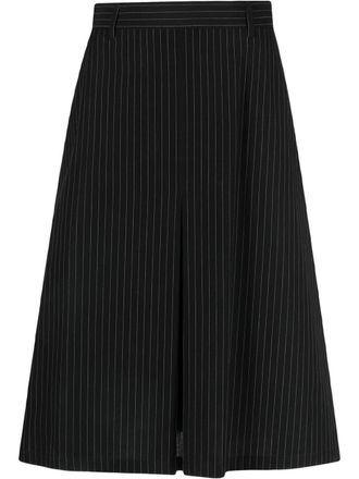 Maison Margiela pinstriped midi skirt - women - Cotton/Cotton - 40 - Black