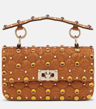 Valentino Garavani Rockstud Spike Small moir&eacute; shoulder bag