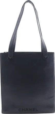 Chanel Black Grained Calfskin Tote Bag (Pre-Owned)