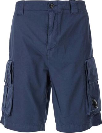 C.P. Company C.p. Company, Korte Broeken, Heren, Blauw, M, Katoen, Blauwe Bermuda Broek met Riemlussen