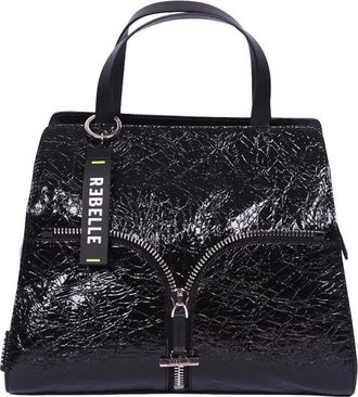 Rebelle Pam Handtas in lakleer - Dames - Handtassen - Zwart - ONE Size - Leer - Tassen