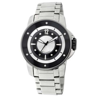 Gattinoni Mens Draco Black Watch - Silver Stainless Steel - One Size