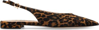 Gianvito Rossi Slingback Sandalen met Puntige Neus en Luipaardprint - Dames - Ballerinas - Bruin - 37 1/2 EU - Leer - Schoenen