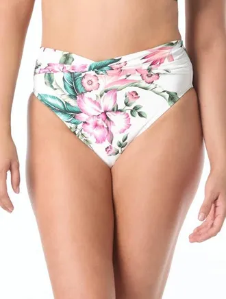 Coco Reef Tyra High Waist Twist Bikini Swim Bottom in White Mlti at Nordstrom, Size Medium