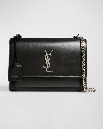 Saint Laurent Sunset Medium YSL Shoulder Bag in Smooth Leather