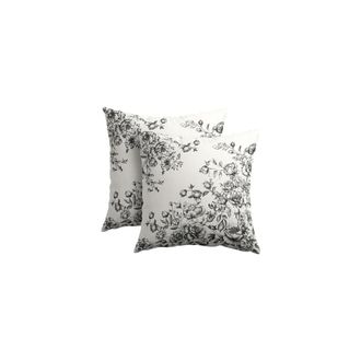 OEM Fundas De Coj&iacute;n Decorativas Vintage Con Estampado Floral, 20x20 Pulgadas, Juego De Dos Piezas, Estampado Bot&aacute;nico De Hojas Negras, Algod&oacute;n Y Lino, Rev
