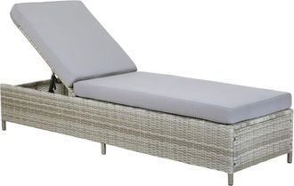 Beliani Beliani - Tumbona De Jard&iacute;n De Rat&aacute;n Sint&eacute;tico Reclinable Gris Con Coj&iacute;n Gris Turin Ii